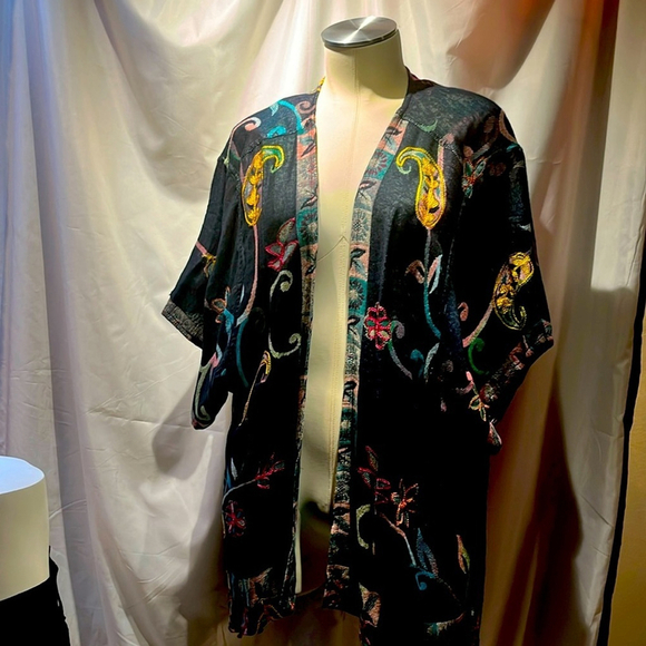 Small medium new with tags kimono in Mallard teal colored, saffron silk - Picture 1 of 8